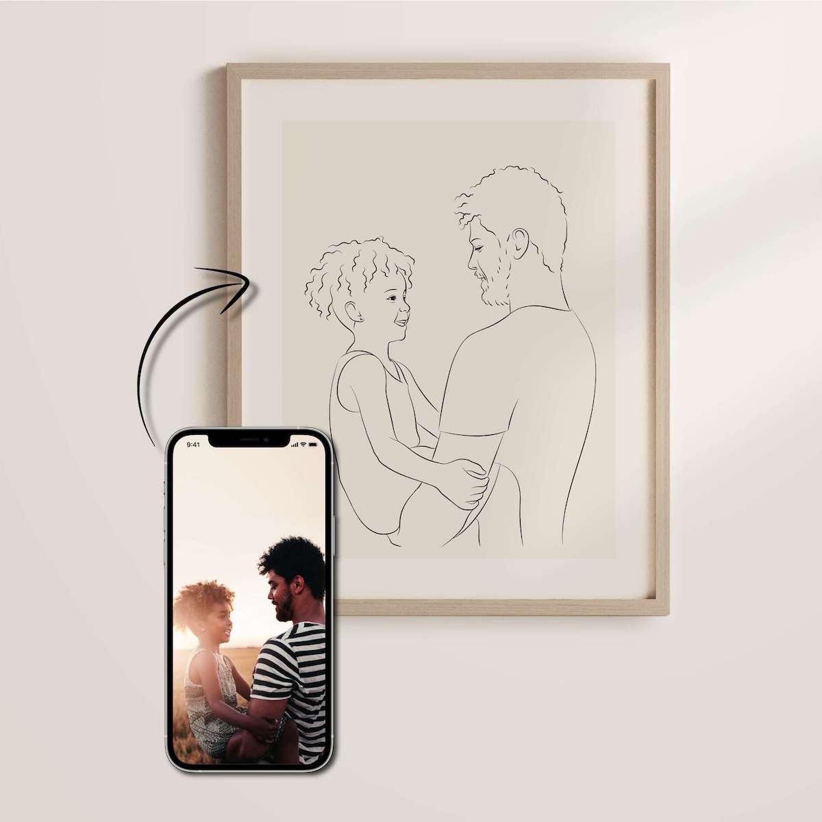 Far-datter tegning i Line Art