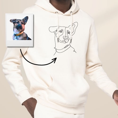 Tilpasset Broderet Line Art Hættetrøje