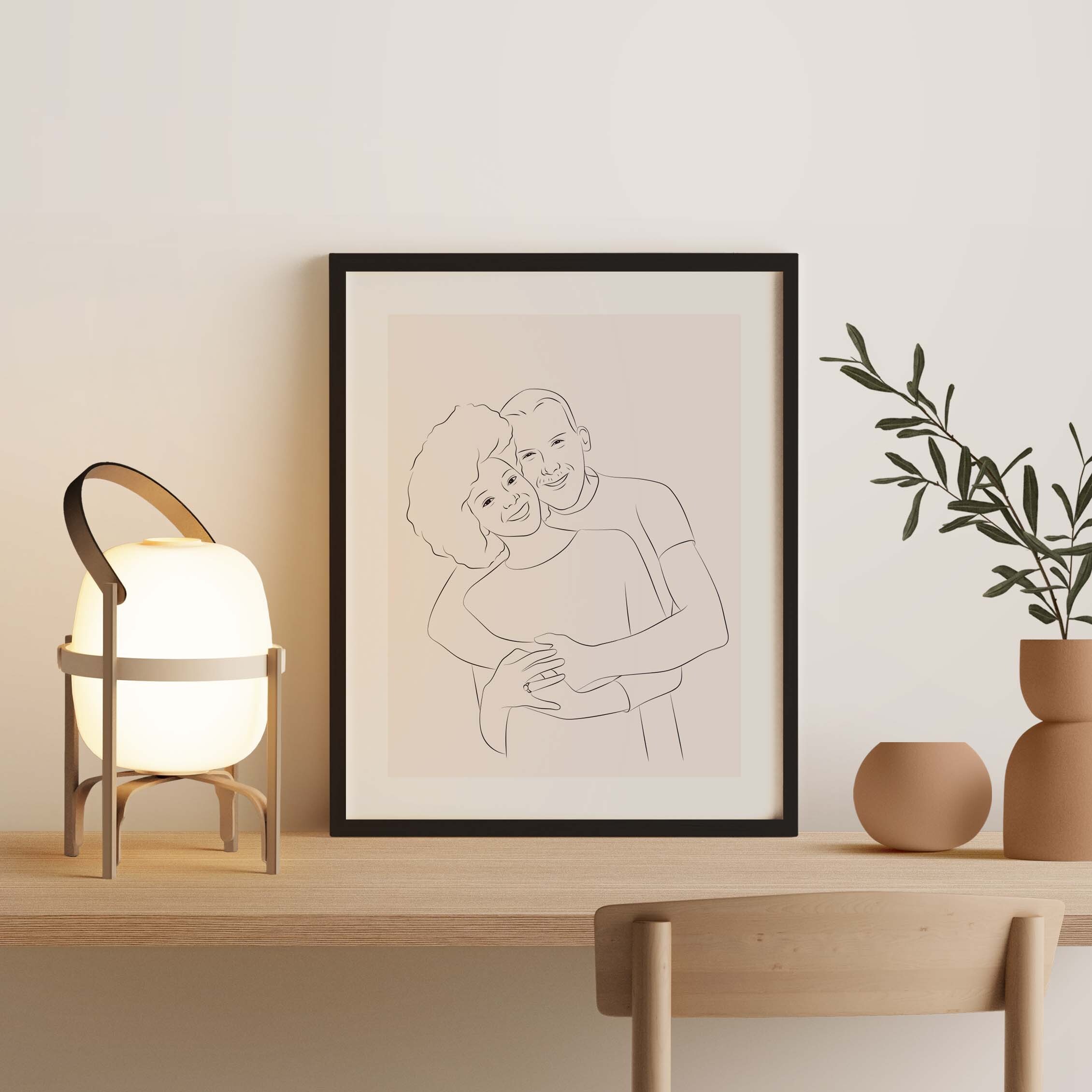 Par illustreret i Line Art som Valentinsgave
