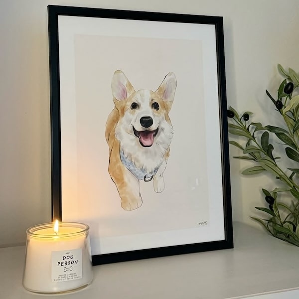 Farverigt portræt af en corgi